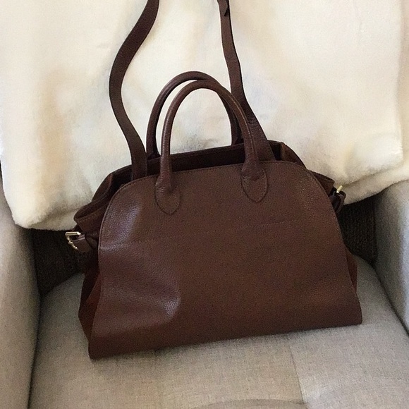 divina firenze Handbags - Classic Women's Brown Leather Satchel - Structured Top-Handle Shoulder Bag